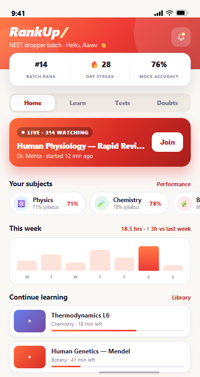 JEE NEET coaching app preview